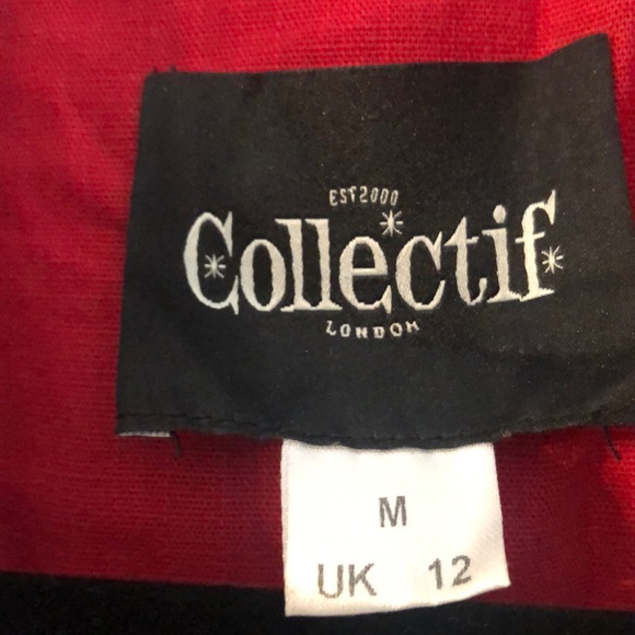 Collectif UK 12/ US 8 Long Sleeve black dress with blue bird and hearts print - Picture 2 of 7